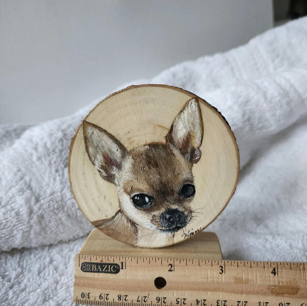 Handpainted Wooden Tile Chihuahua. Perfect Gift For a Dog Lovers. Home Decor. - Picture 4 of 6
